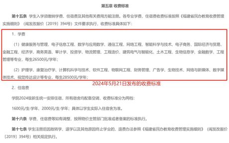 福州理工学院学费多少，福州理工学院学费标准