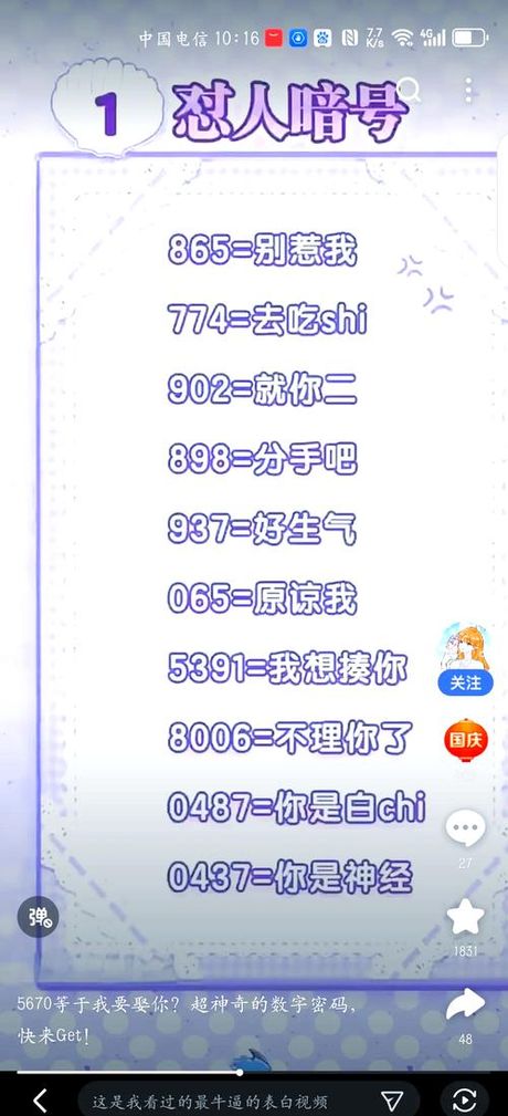 十一网络用语释义：数字密码中的情感暗语