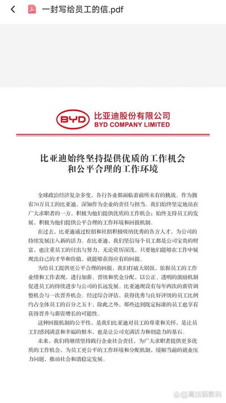 比亚迪公司待遇概览