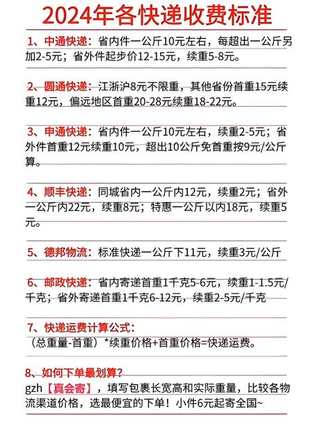物流收费揭秘：2024年快递收费标准解析
