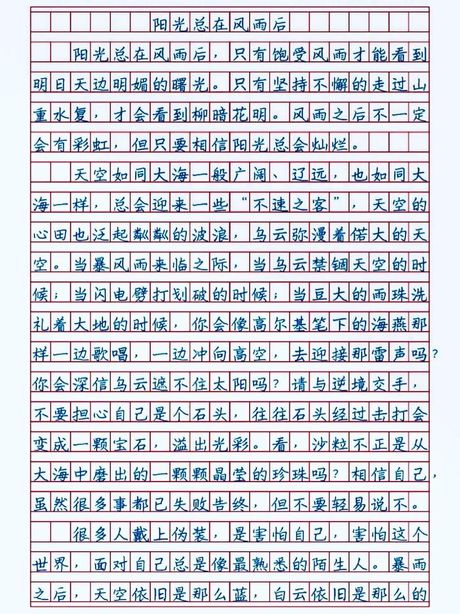 阳光总在风雨后作文