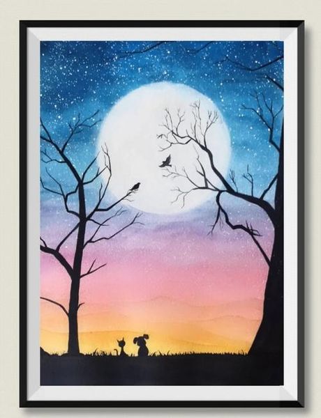 怎么画星空水粉画
