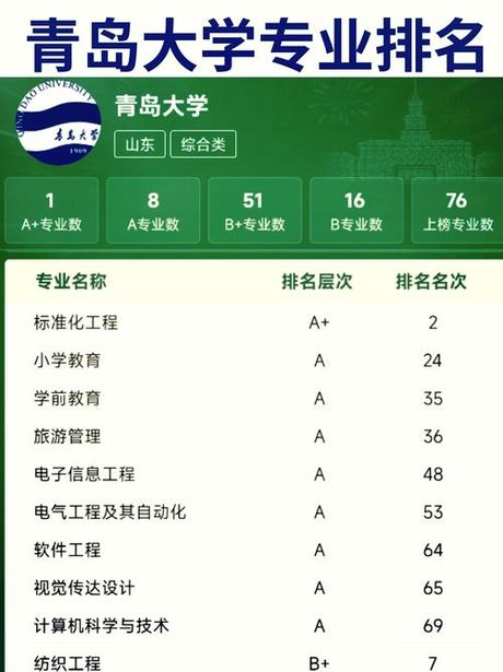 青岛大学专业排名,青岛大学专业排名解析