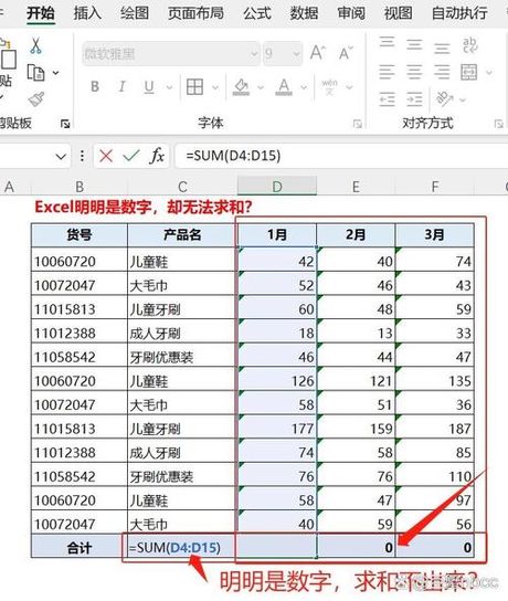 Excel表格数字不能求和的解决方法