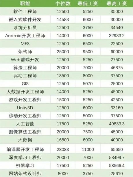 软件工程师的月薪揭秘