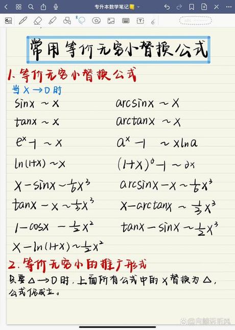 等价无穷小替换公式：简化极限计算的利器